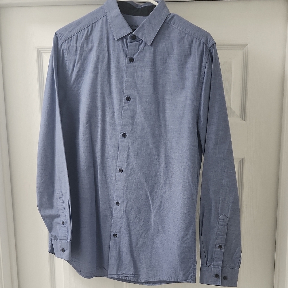 H&M Blue Casual Button Down Shirt Slim Fit